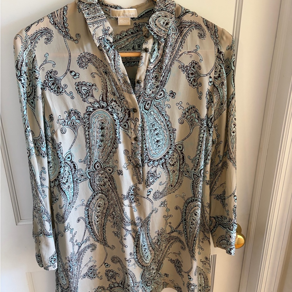 Michael Kors Paisley Tunic - Blue and Cream
